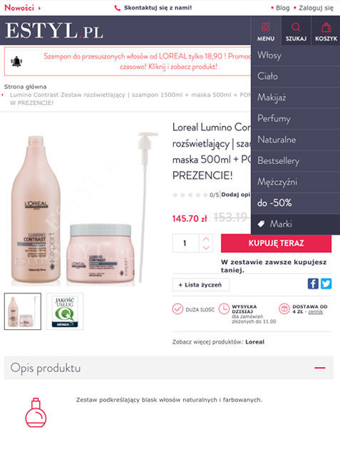 eStyl - sklep na Magento (tablet)