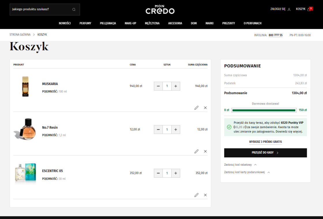 Mon Credo - widok koszyka